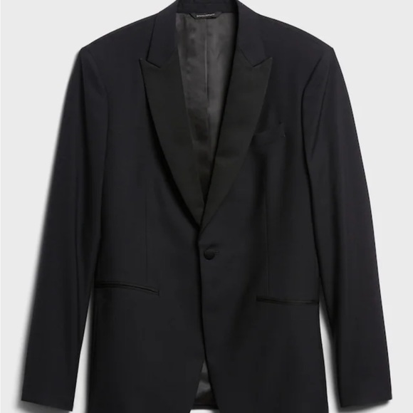 NWT Banana Republic, navy blue and black tuxedo jacket only, 38R Slim Fit - Picture 3 of 16